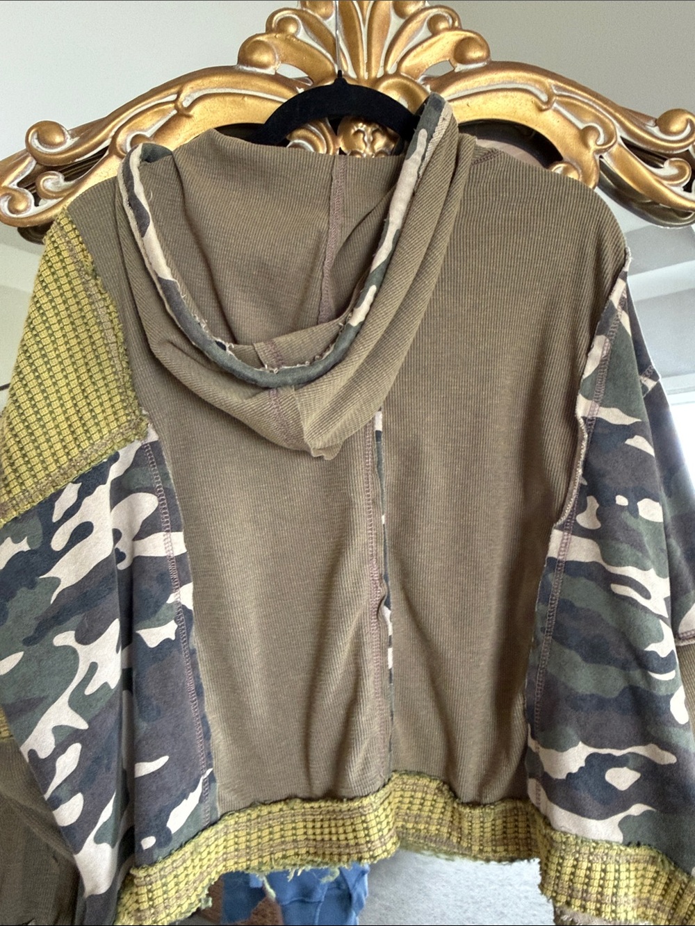 POL Olive and Camo Patchwork Hoodie - Picture 3 of 5
